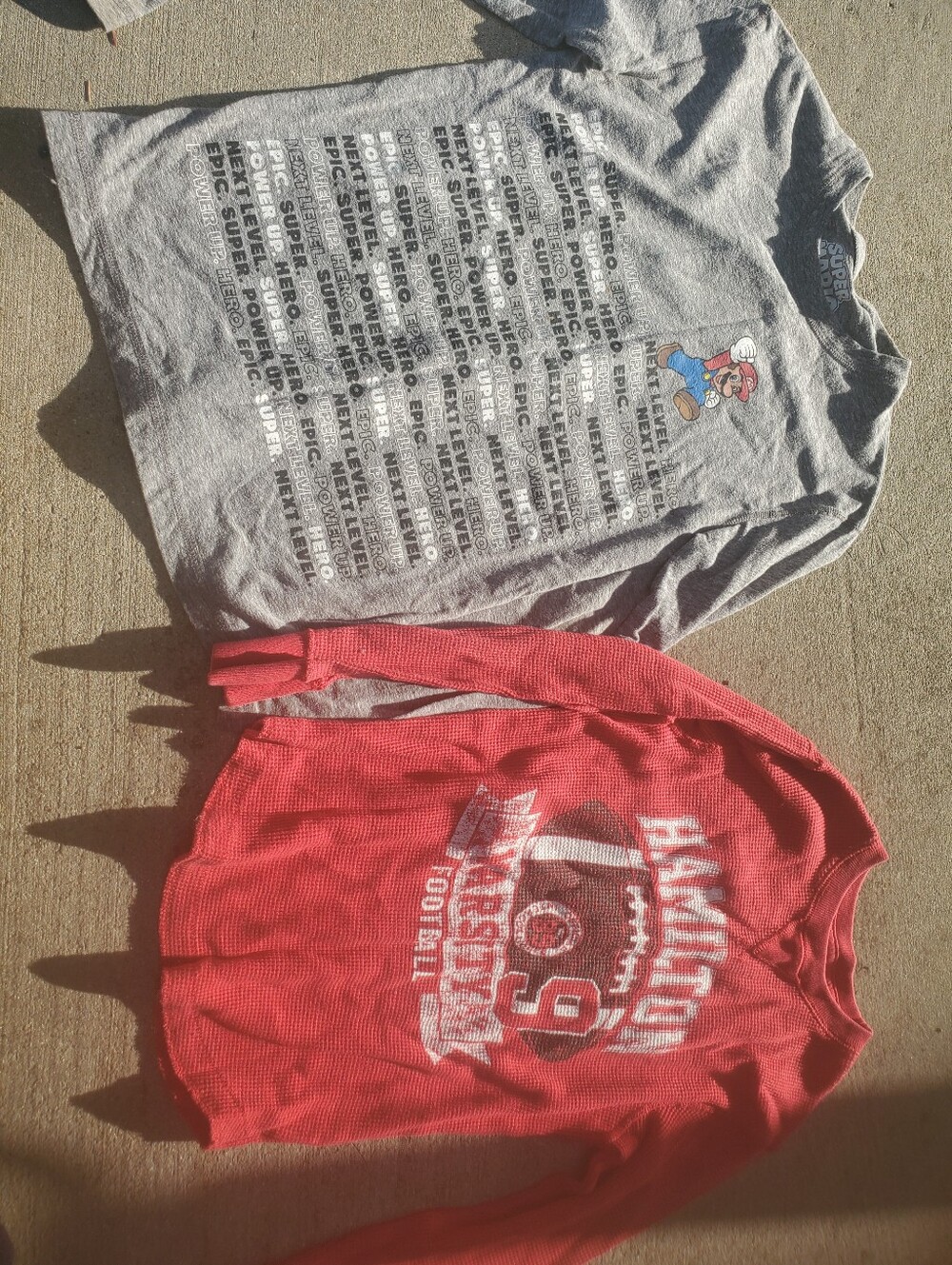 Nintendo Kids Long Sleeve Tee Set with Gray Mario and Red Graphic Shirt Long Sle